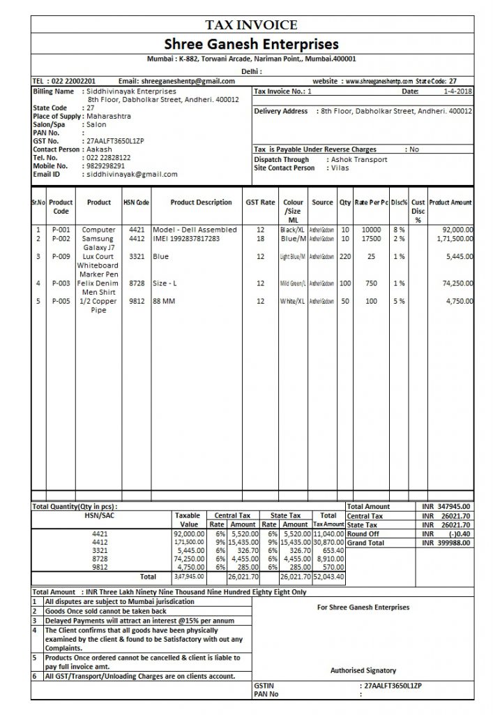 Sales Invoice – Invoice Customisation