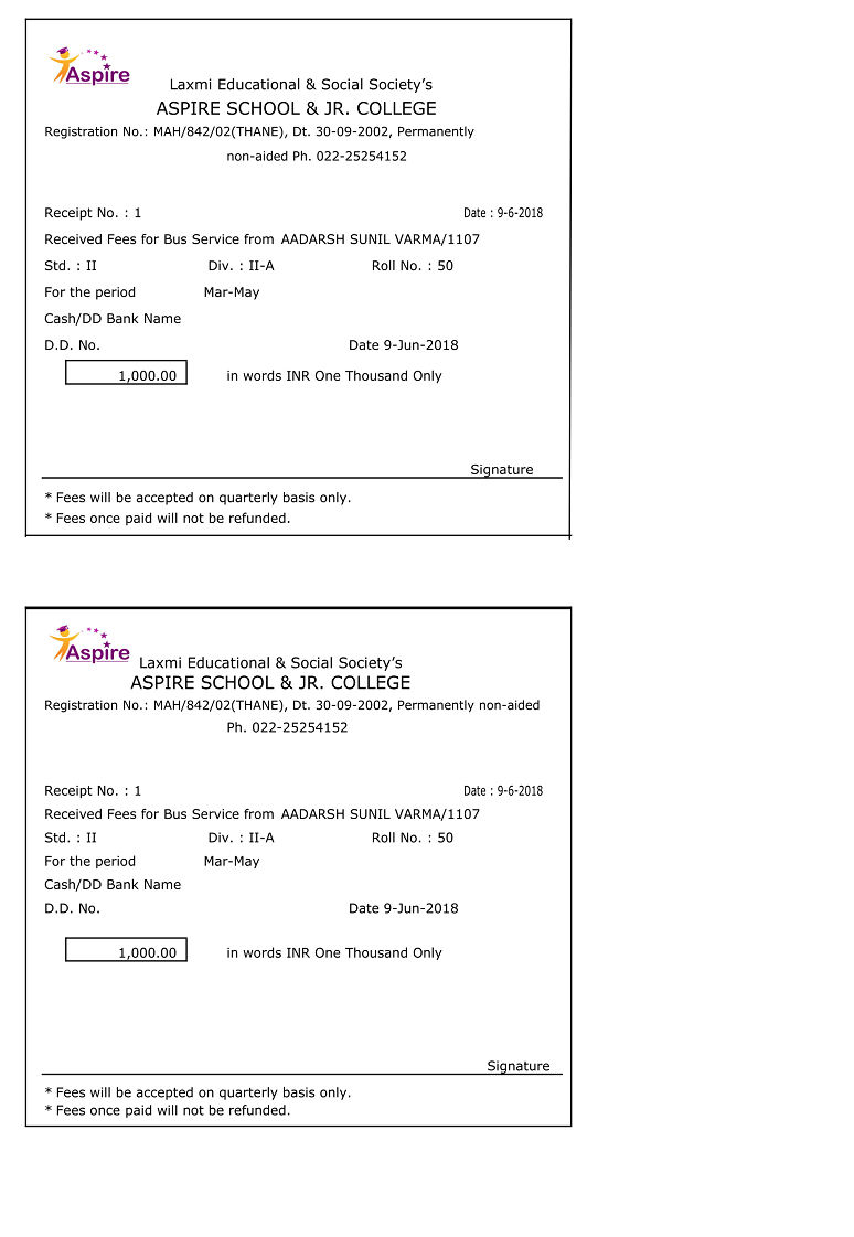 bus-fee-receipt-invoice-customisation