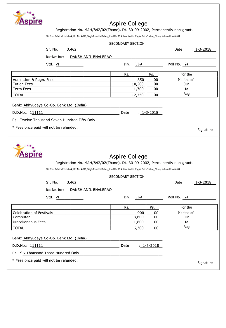 fees-receipt-invoice-customisation