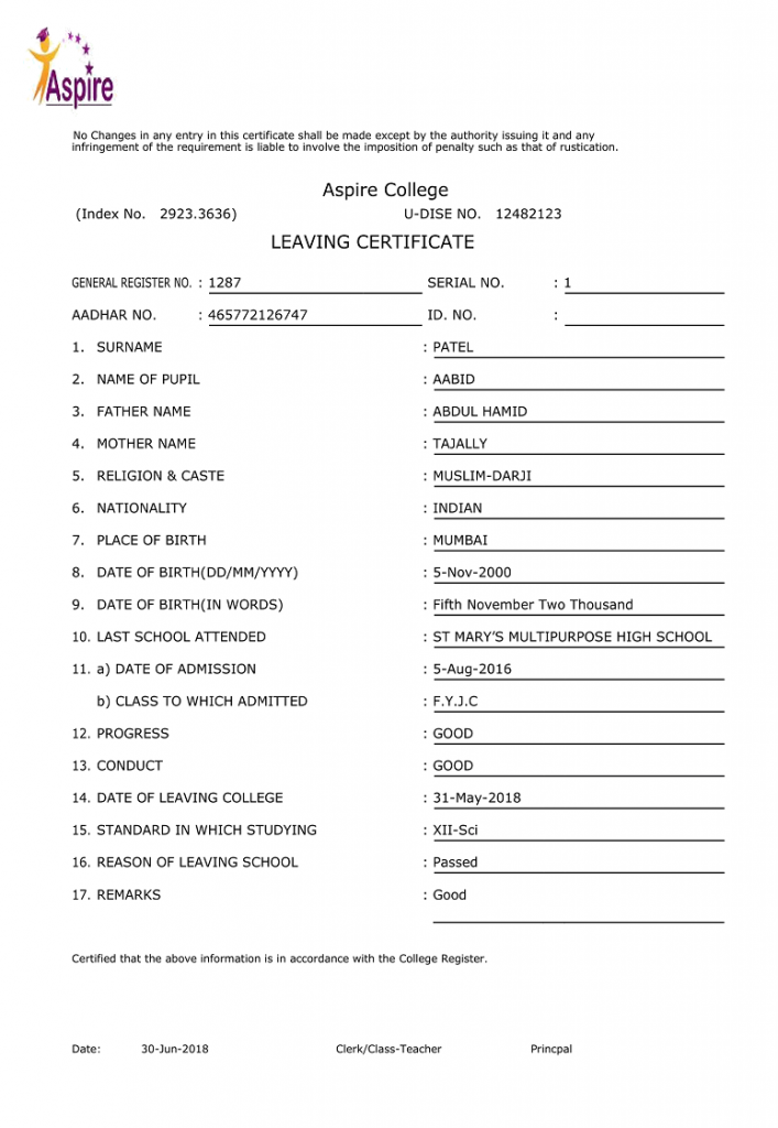 leaving-certificate-invoice-customisation