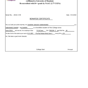 Bonafied Certificate